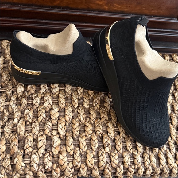 Black Slip-On Shoes with Gold Accent - Picture 5 of 5